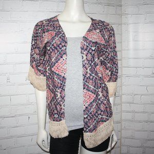 NWT Memories short sleeve cardigan Navy blue and pink Medium